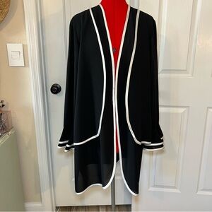 Vintage Tally Taylor Long Sleeve Sheer Jacket Cardigan Black & White Womens 14W